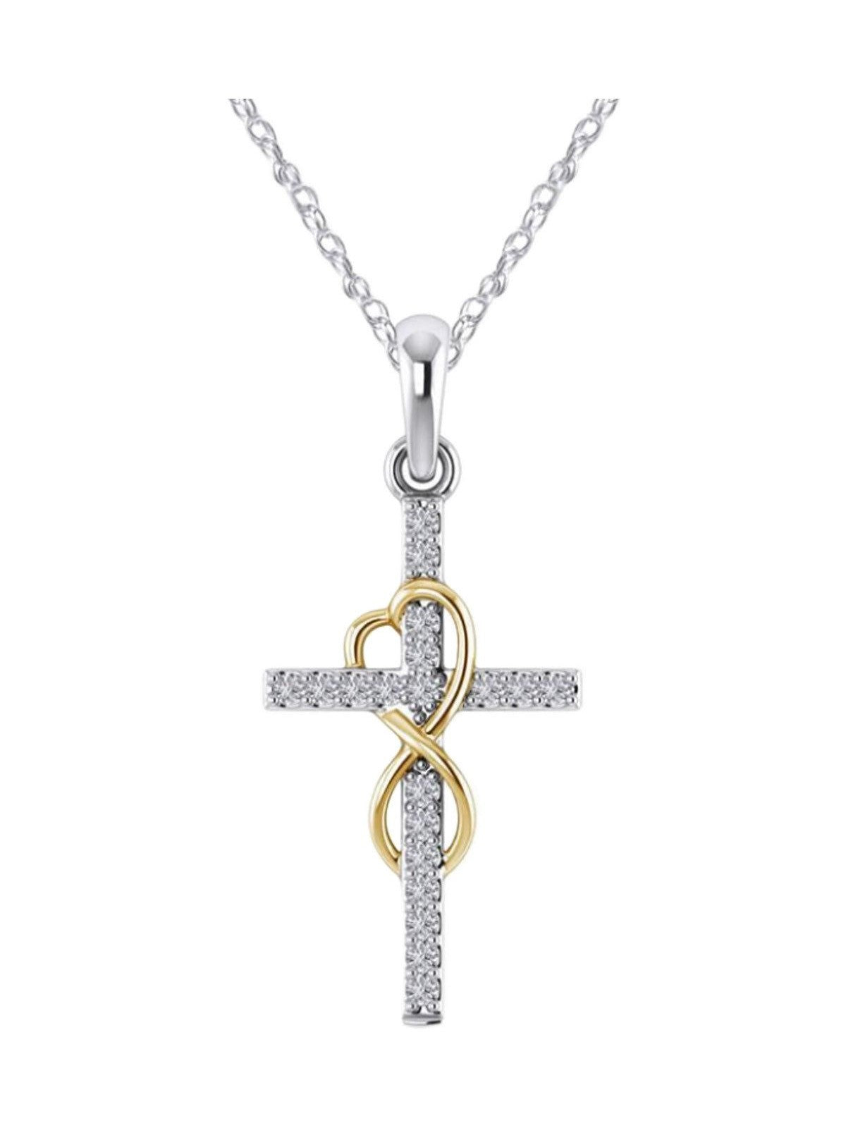 Alloy Pendant Diamond Eight-character Cross Necklace