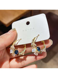Real Gold Plating 925 Silver Needle Green Flower Earrings