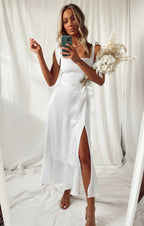 Ruffled Lace Suspender Split Dress