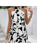 Women's Sleeveless Floral Print Elegant Camisole Skirt