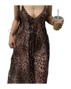 Women's Summer Fashion Leopard Print Spaghetti Strap Dress (6)