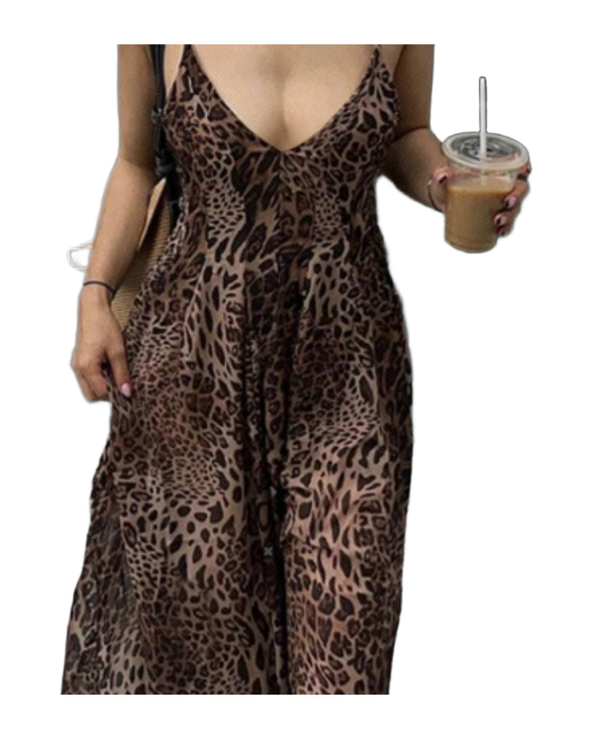 Women's Summer Fashion Leopard Print Spaghetti Strap Dress (6)