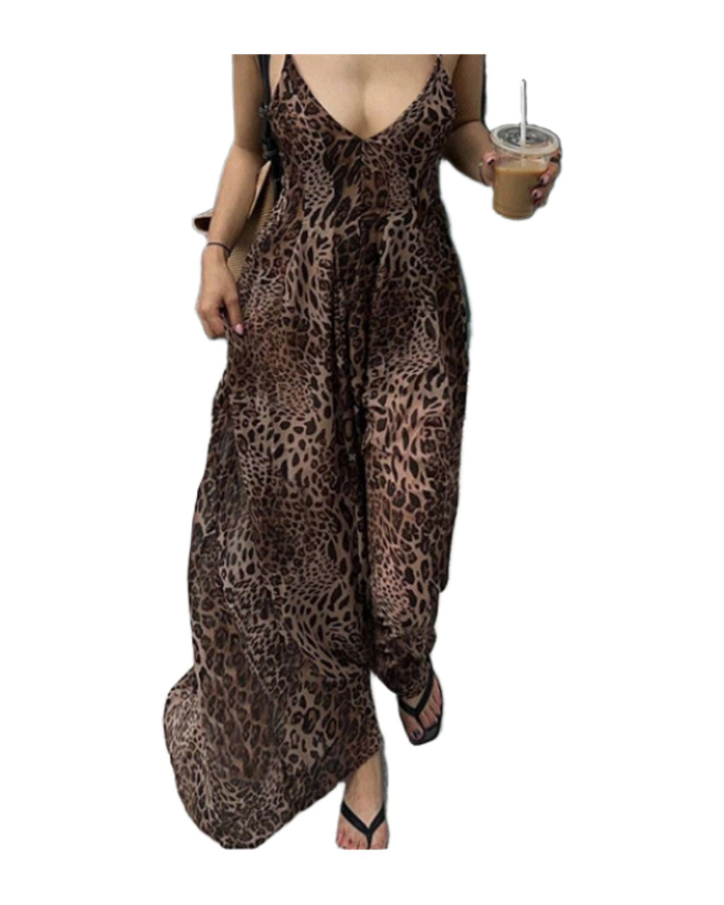 Women's Summer Fashion Leopard Print Spaghetti Strap Dress (8)