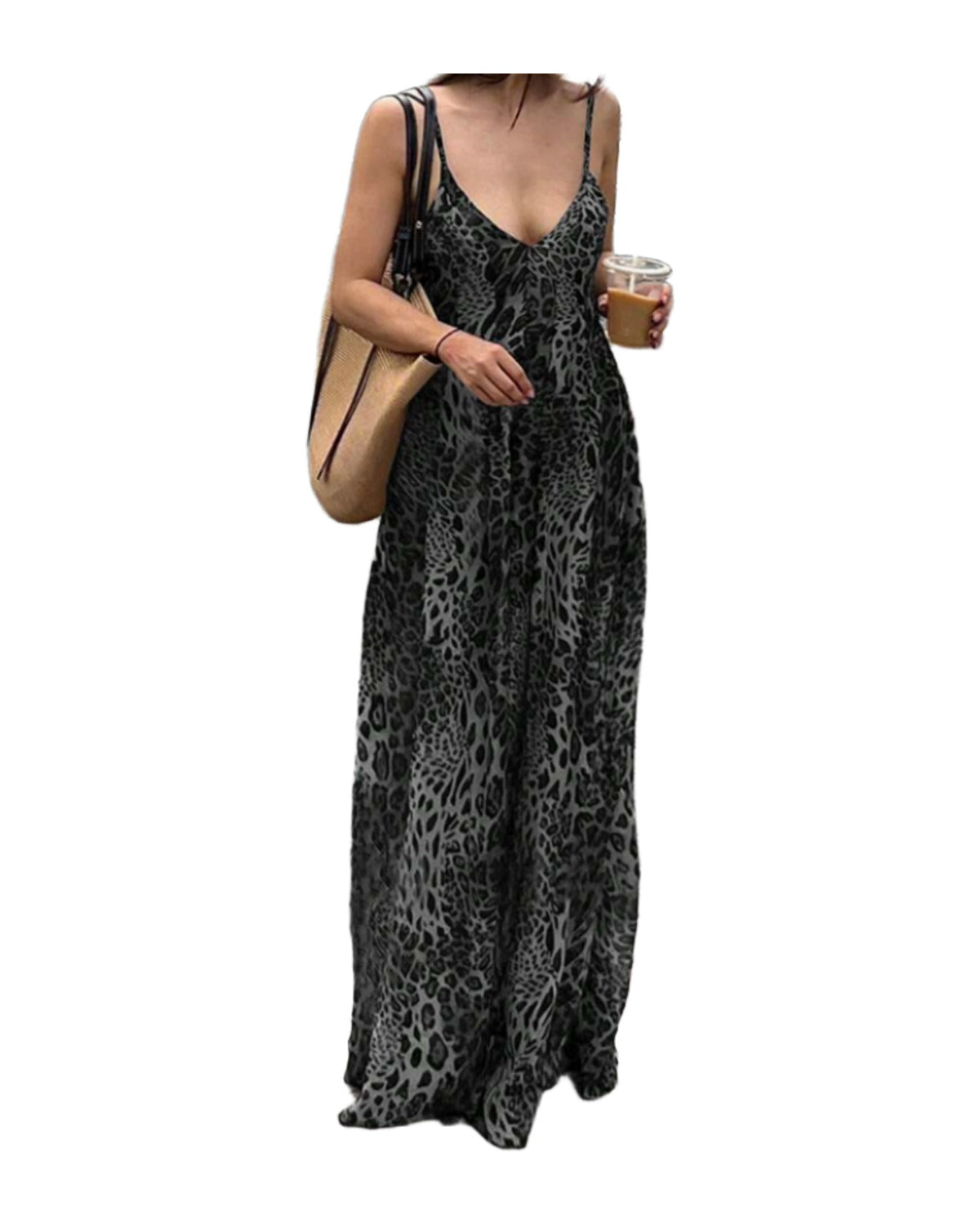 Women's Summer Fashion Leopard Print Spaghetti Strap Dress (10)
