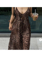 Women's Summer Fashion Leopard Print Spaghetti Strap Dress