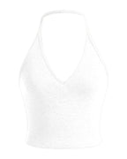 Summer Solid Crop Halter Top photo 11