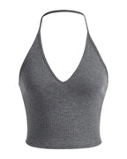 Summer Solid Crop Halter Top photo 2