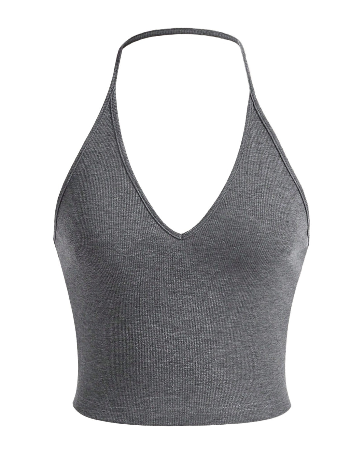 Summer Solid Crop Halter Top photo 2