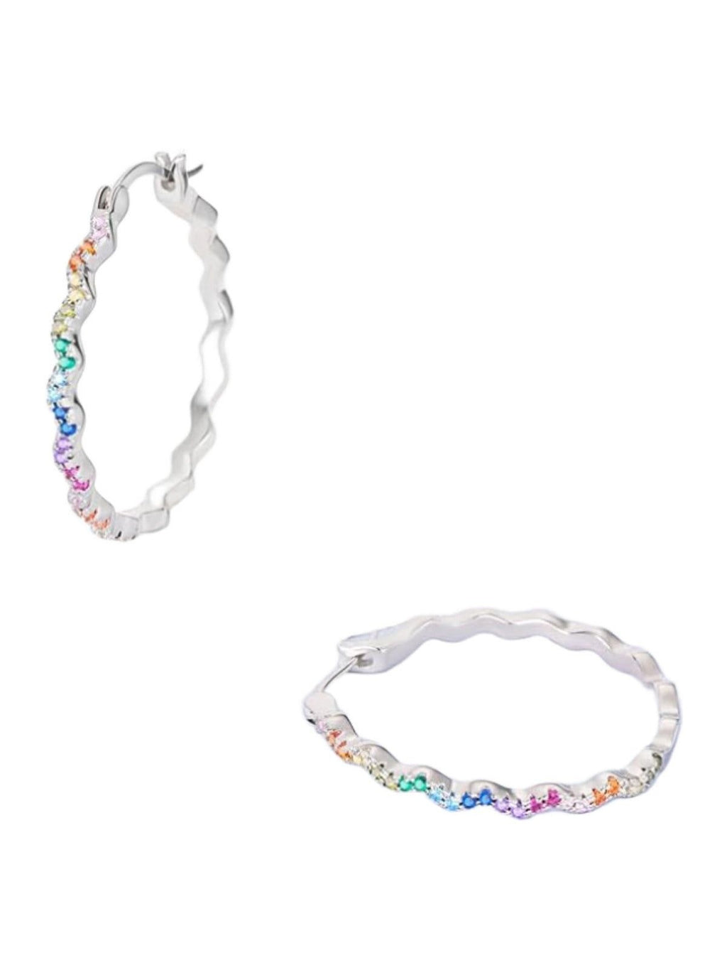Geometric Simple Rhinestone Earrings Wave Shape