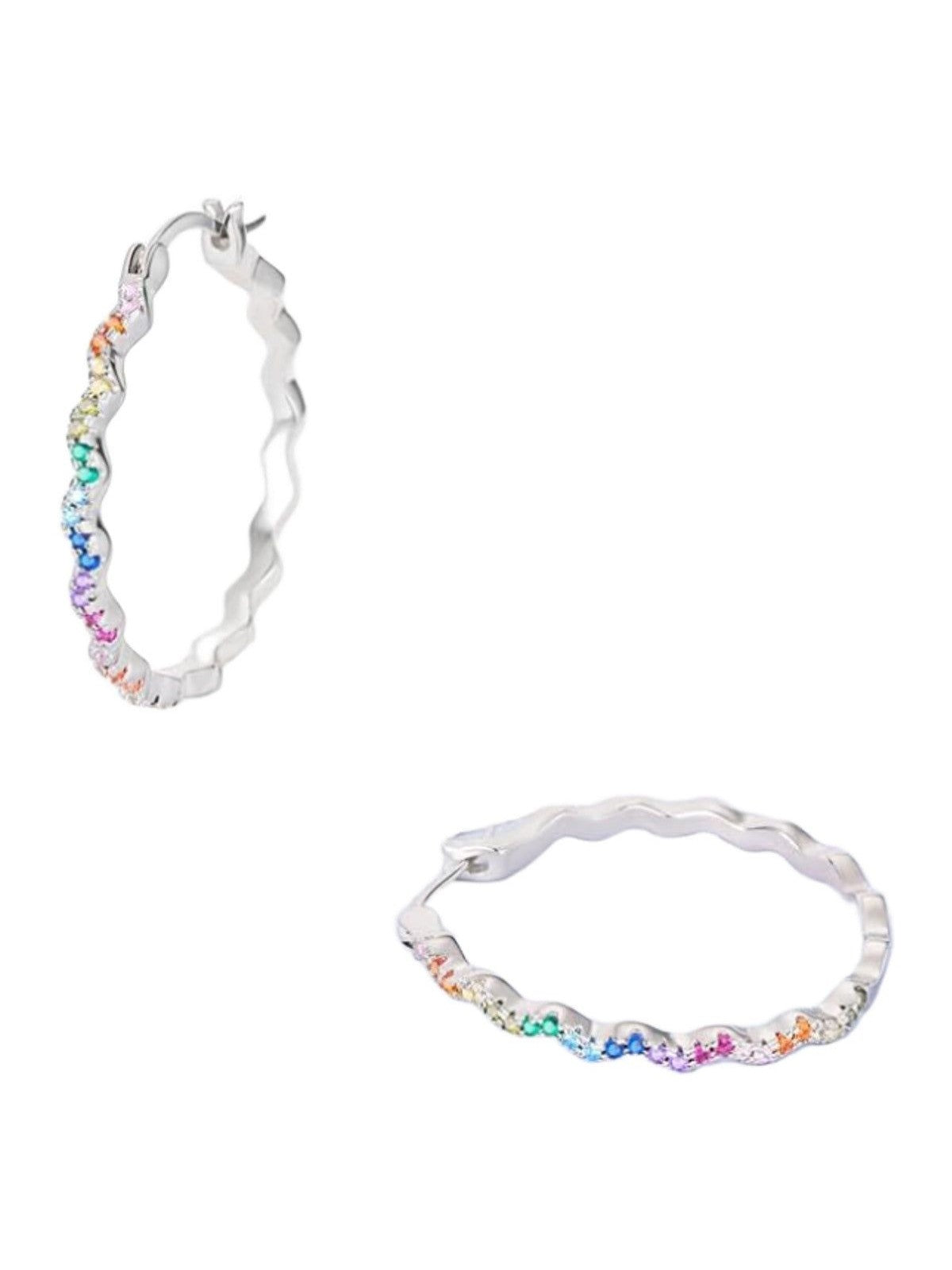 Geometric Simple Rhinestone Earrings Wave Shape
