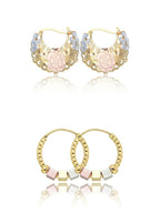 Hollow Rosette Earrings with Gold Contrast Hoops