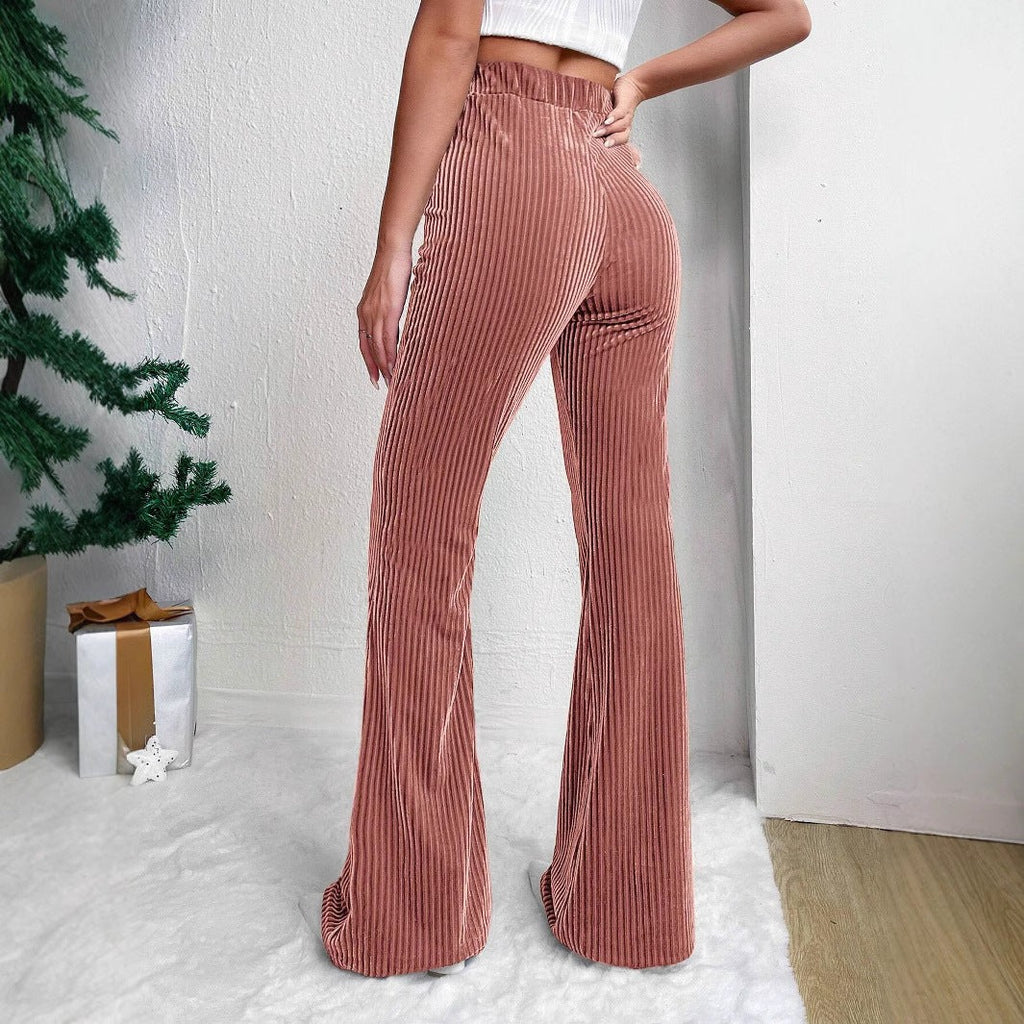 High-Waisted Corduroy Bell-Bottom Pants