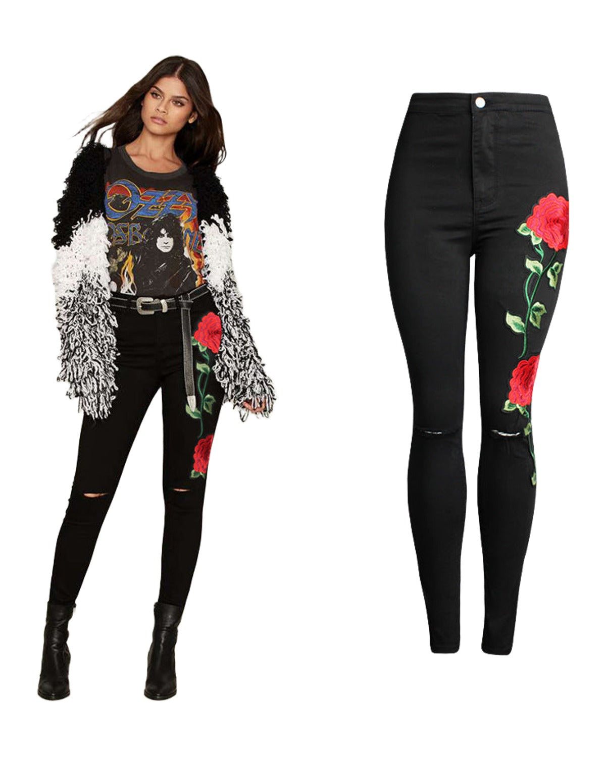 3d Embroidery Skinny Jeans photo 3