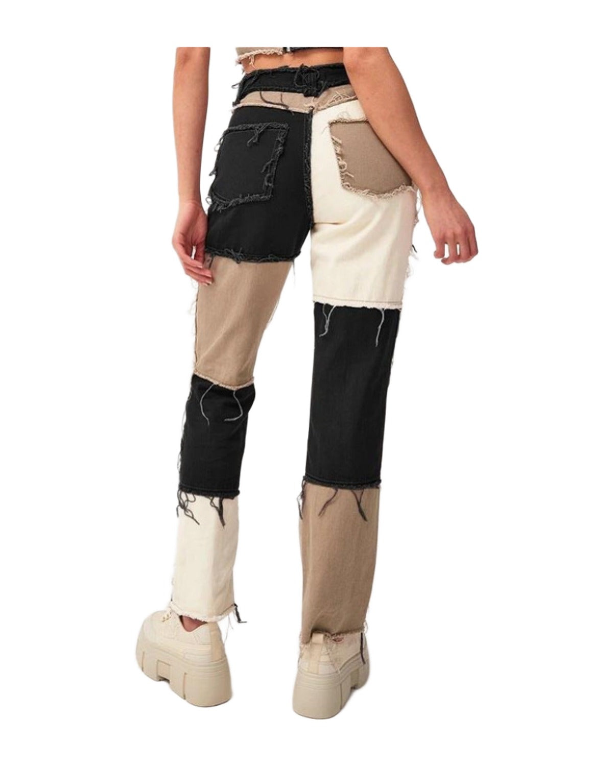 High Elastic Stitching Raw Edge Straight-leg Jeans photo 3