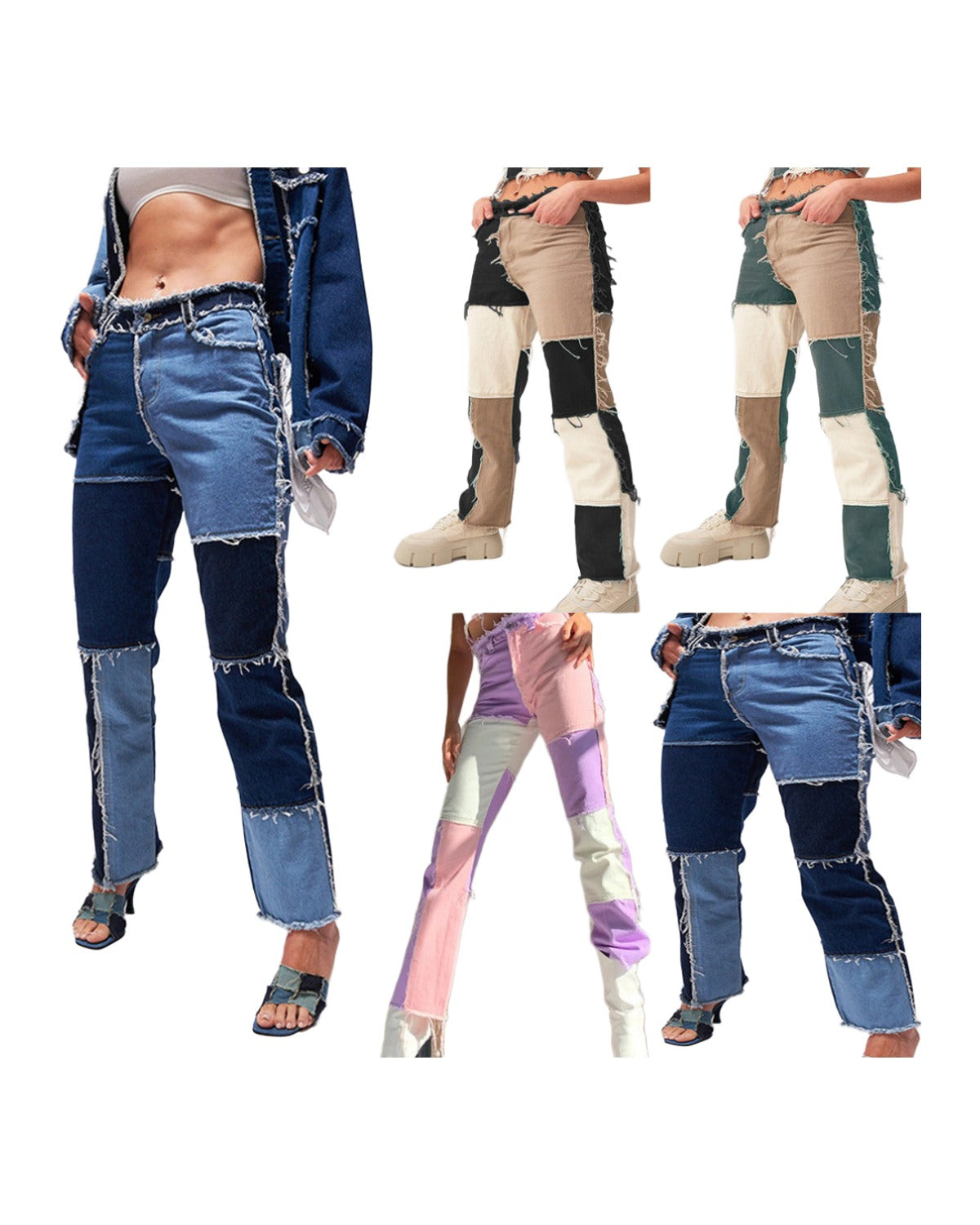 High Elastic Stitching Raw Edge Straight-leg Jeans photo 7