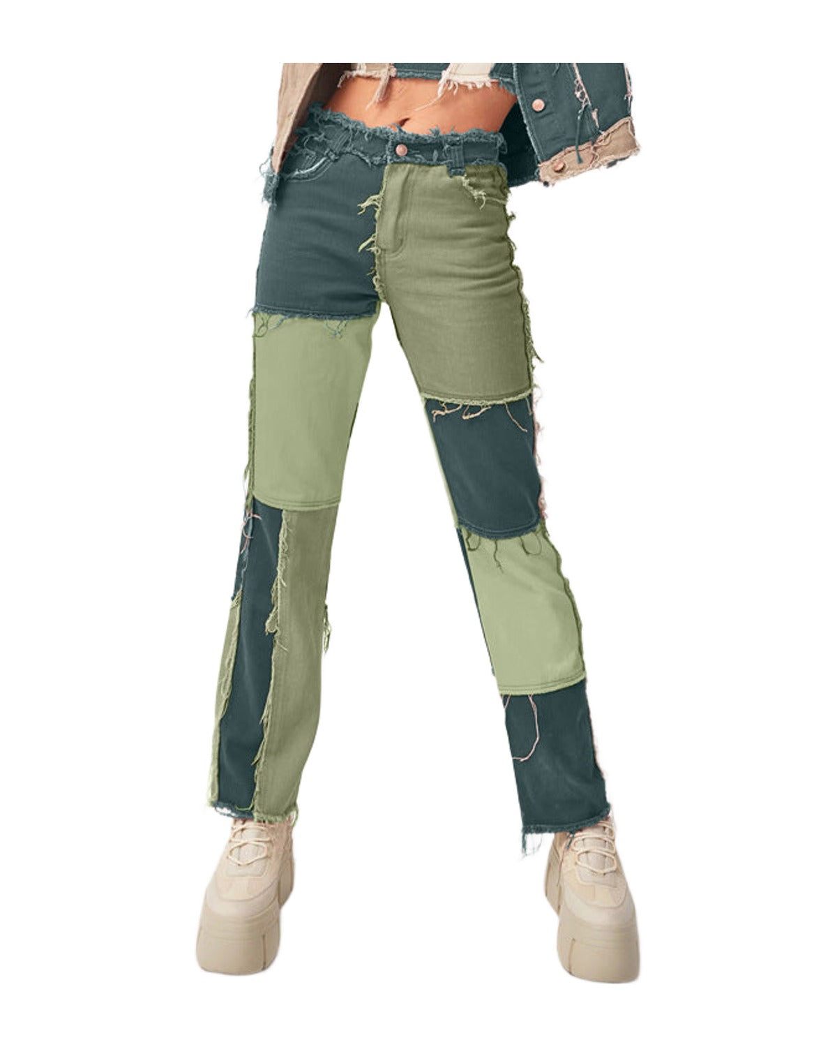 High Elastic Stitching Raw Edge Straight-leg Jeans photo 8