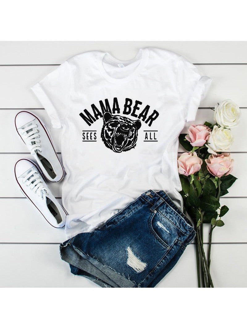 Mama Mom Letter Print T-shirt Short Sleeve Top
