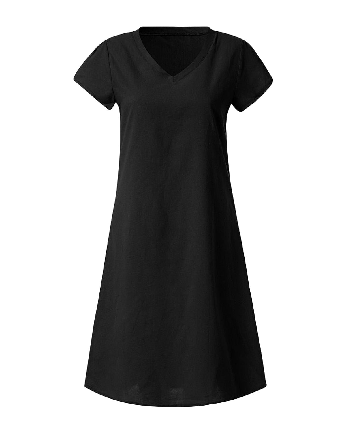 Print Short-sleeved V-neck Mid-length Dress photo 12