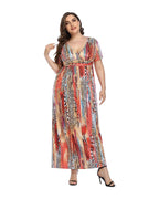 Broken Beautiful Leopard V-neck Long Dress Short Sleeves photo 4