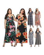Broken Beautiful Leopard V-neck Long Dress Short Sleeves photo 5