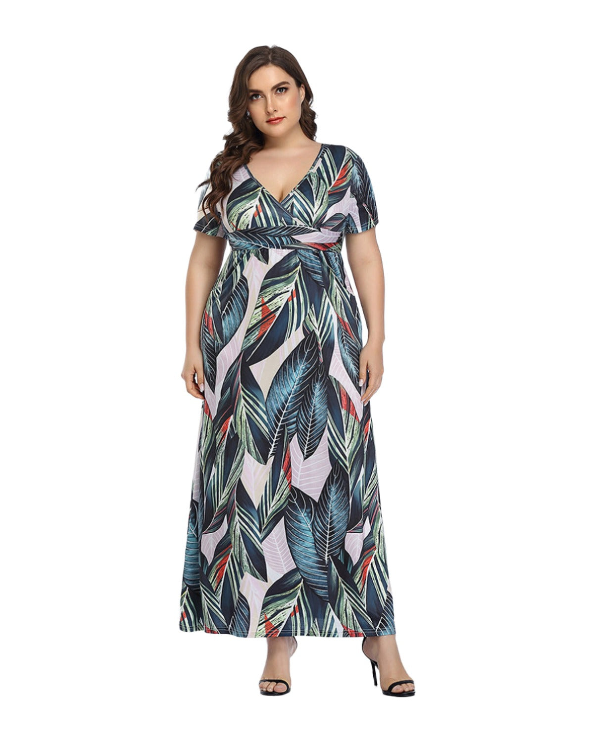 Broken Beautiful Leopard V-neck Long Dress Short Sleeves photo 6