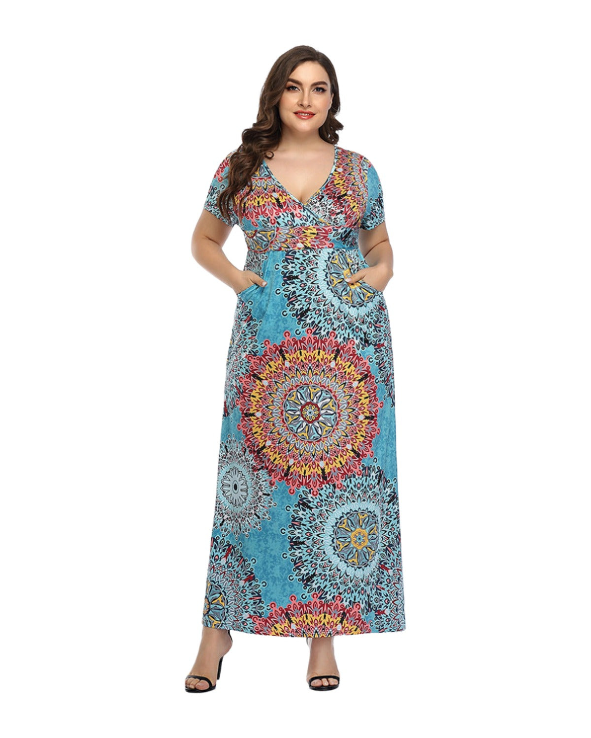 Broken Beautiful Leopard V-neck Long Dress Short Sleeves photo 7