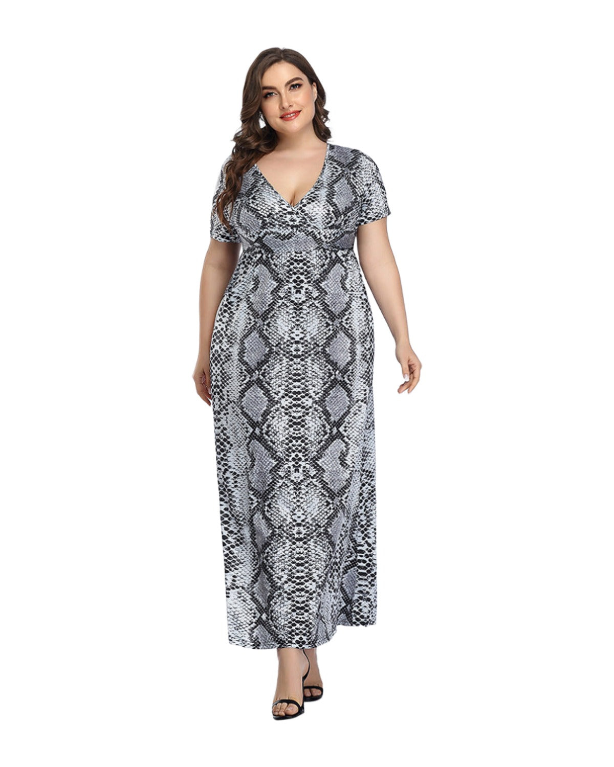 Broken Beautiful Leopard V-neck Long Dress Short Sleeves photo 8