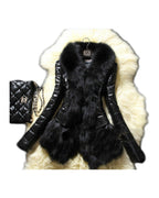 Faux Fur Large Fur Collar Leather Jacket photo 1