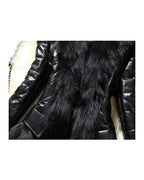 Faux Fur Large Fur Collar Leather Jacket photo 2