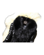 Faux Fur Large Fur Collar Leather Jacket photo 3