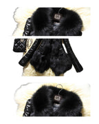 Faux Fur Large Fur Collar Leather Jacket photo 5