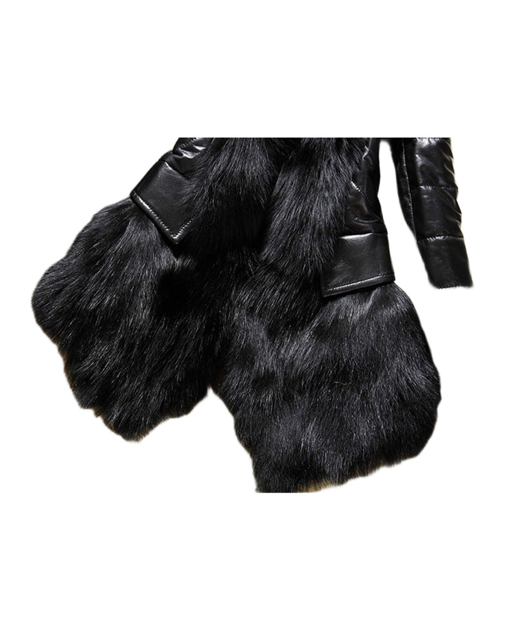 Faux Fur Large Fur Collar Leather Jacket photo 6
