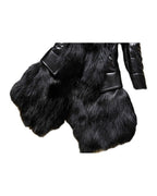 Faux Fur Large Fur Collar Leather Jacket photo 6