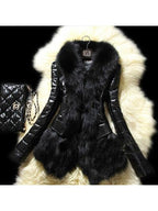 Faux Fur Large Fur Collar Leather Jacket