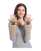 Warm Twisted Skull Knit Short Gloves Wool photo 6