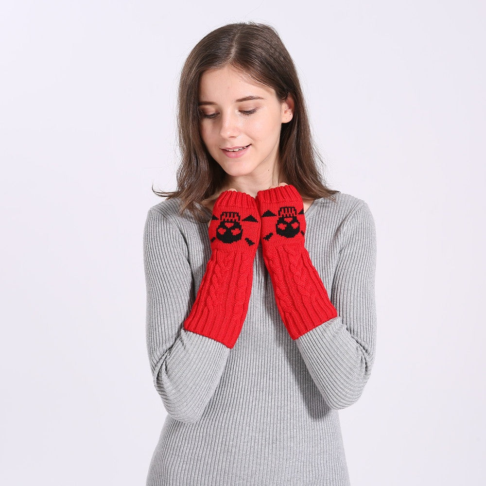Twisted Wool Knit Gloves