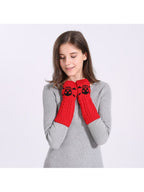 Warm Twisted Skull Knit Short Gloves Wool