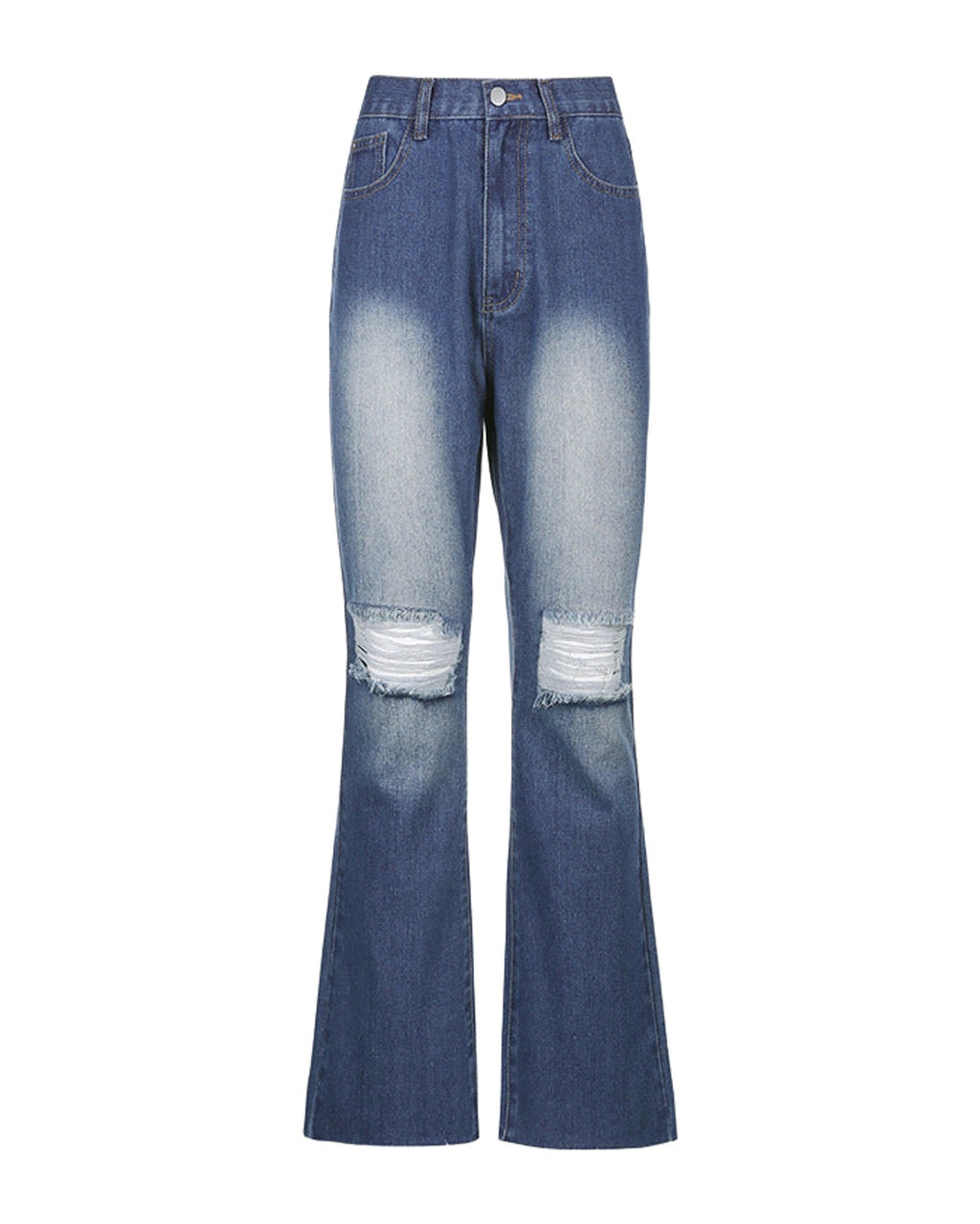 High-rise Flared Ripped Street Casual Jeans photo 3