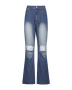 High-rise Flared Ripped Street Casual Jeans photo 3