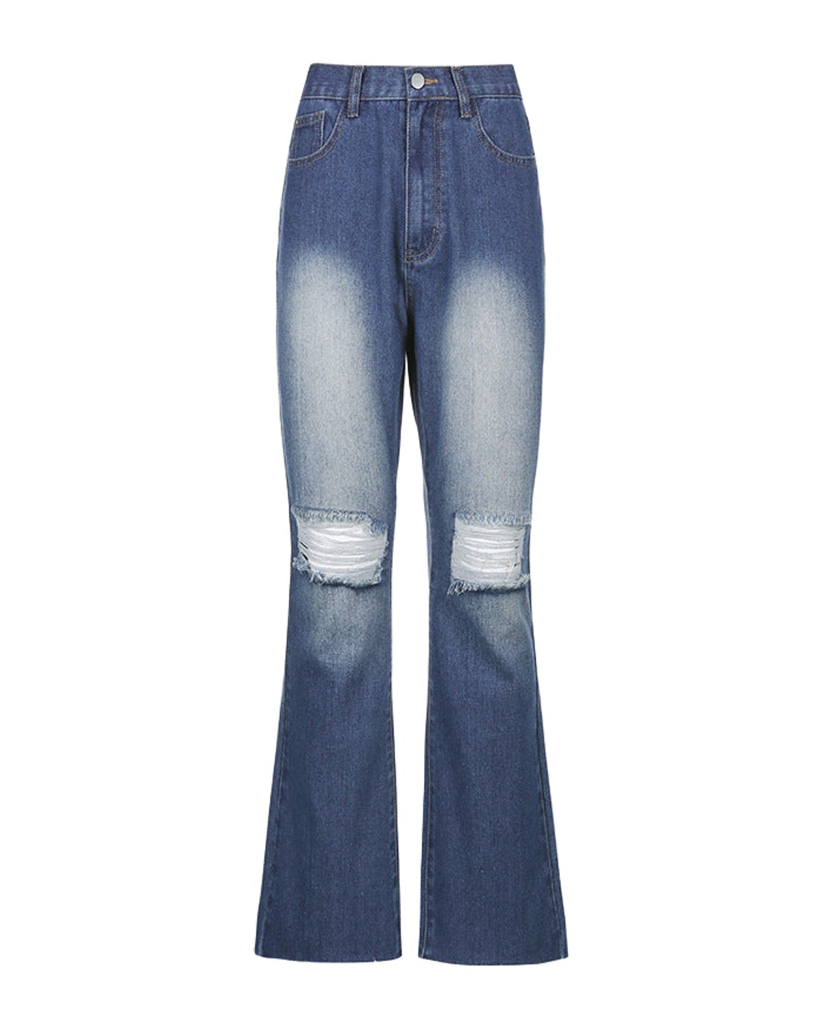 High-rise Flared Ripped Street Casual Jeans photo 3