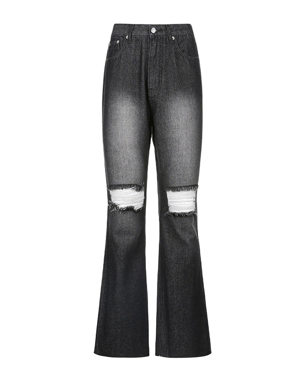 High-rise Flared Ripped Street Casual Jeans photo 5