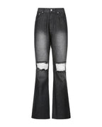 High-rise Flared Ripped Street Casual Jeans photo 5
