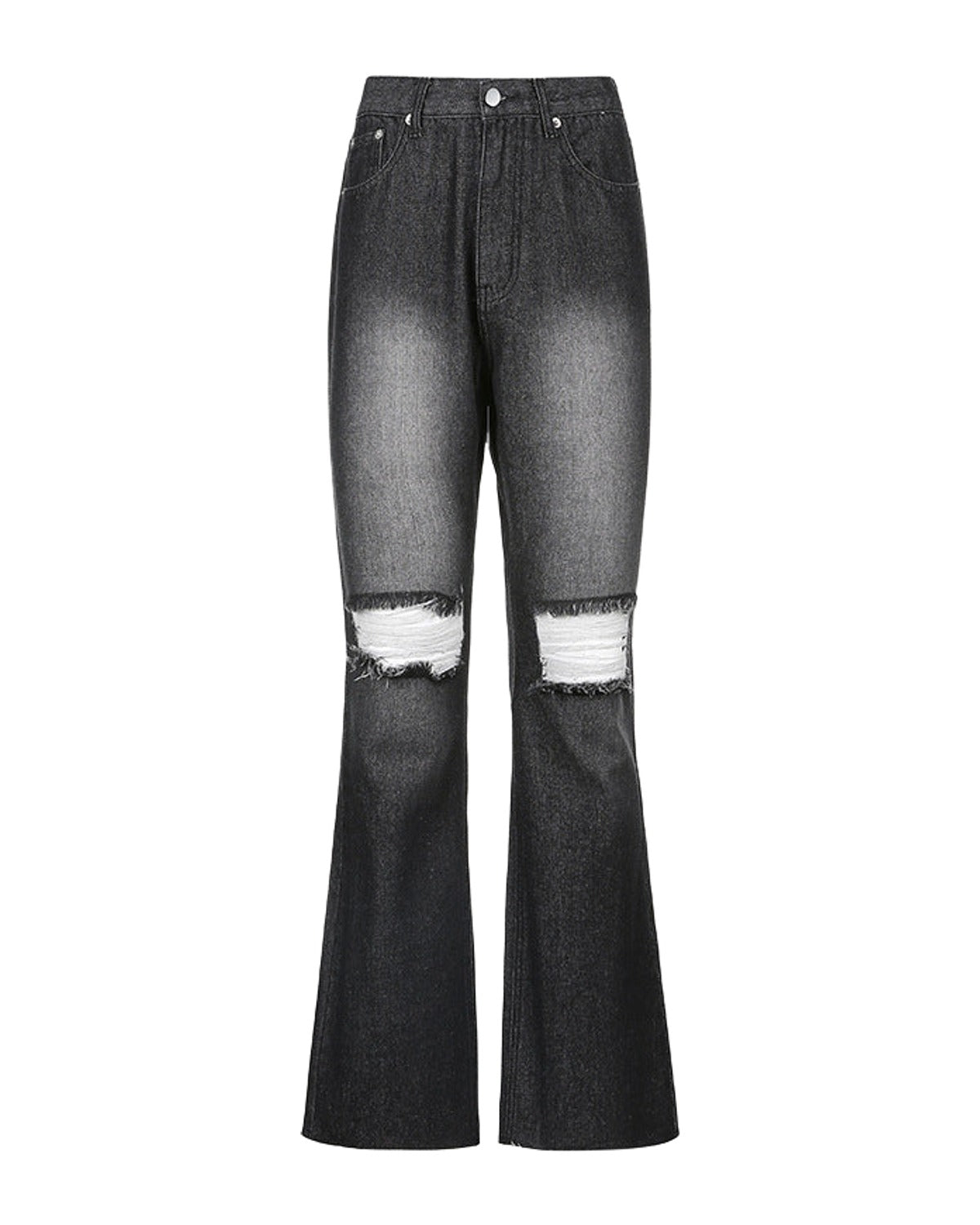 High-rise Flared Ripped Street Casual Jeans photo 5