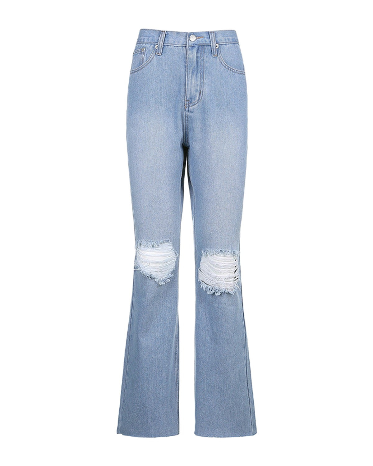 High-rise Flared Ripped Street Casual Jeans photo 6