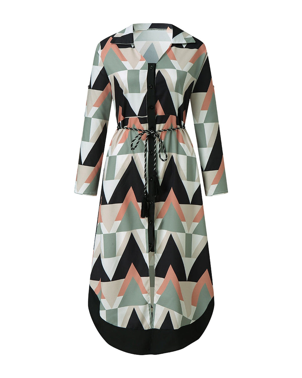 Long Sleeve V-neck Printed Dress photo 2