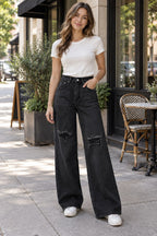 Retro Wide-leg Loose Trousers styled on a model