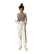 White Pants Loose Thin Waist Sports High Waist Casual Health photo 4