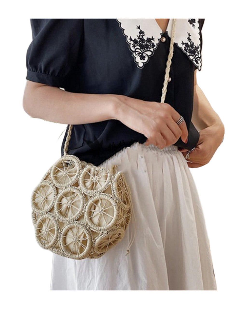 Rattan Woven Bag Retro Literary Straw photo 1