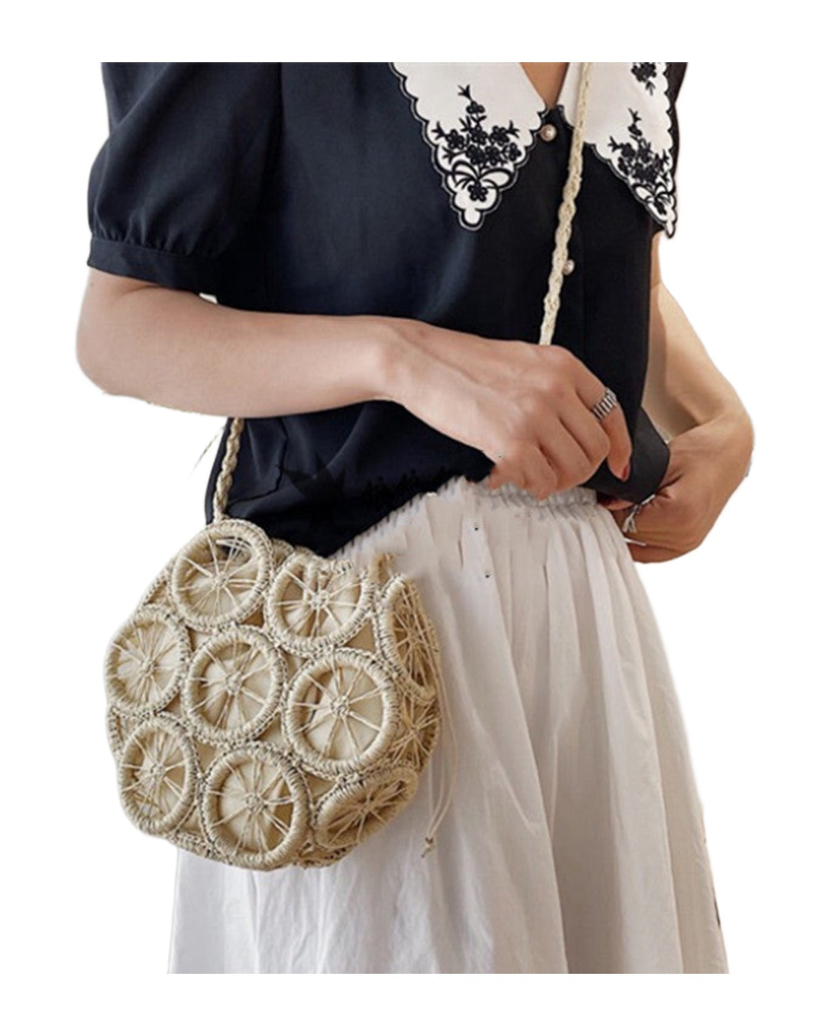 Rattan Woven Bag Retro Literary Straw photo 1