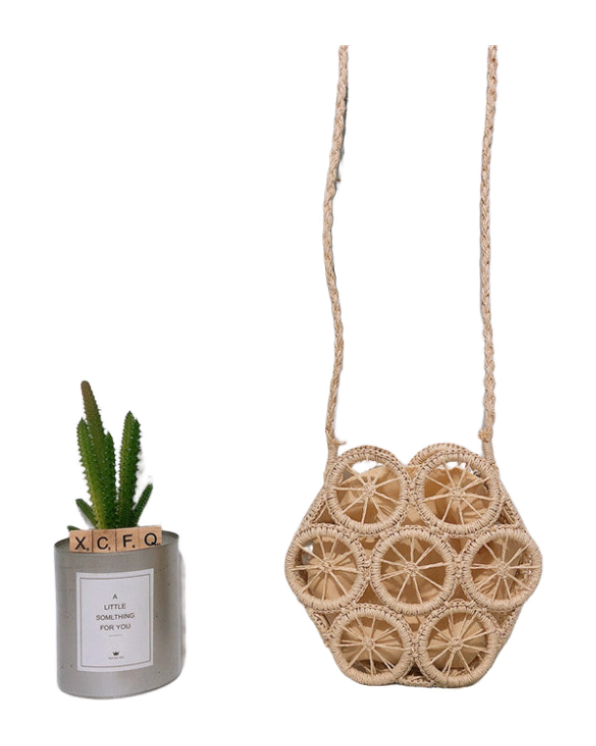 Rattan Woven Bag Retro Literary Straw photo 4